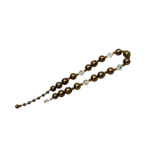 Vintage Lisner Necklace Choker Beaded Strand AB Crystal, Brown, Gold Tone 16 in - Picture 10 of 14